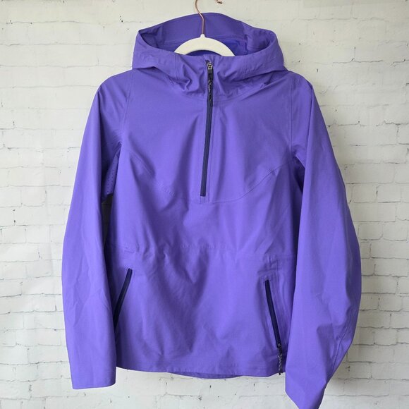 Lululemon Waterproof Hiking Half Zip Pullover Light Electric Indigo Size 4 Gorp - Picture 2 of 9